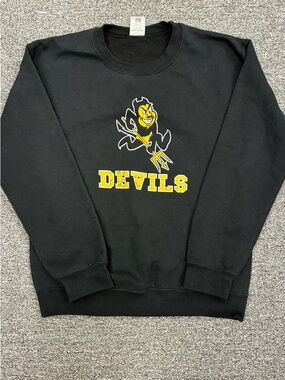Arizona sun devils Black Crewneck with Yellow Devils Graphic